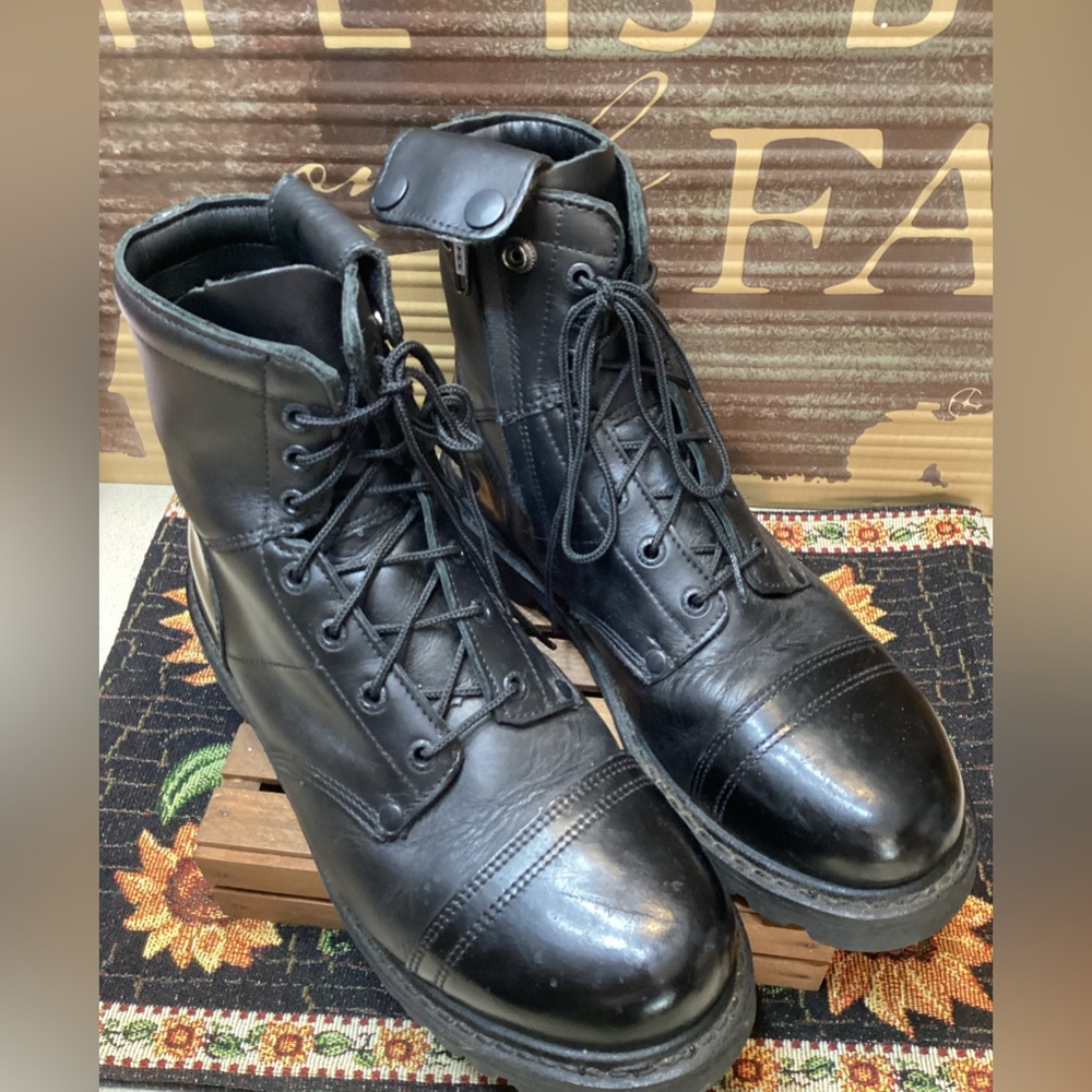 Men's Size 10 Rocky Paraboot Side YKK Zipper Black Leather Highly Polished